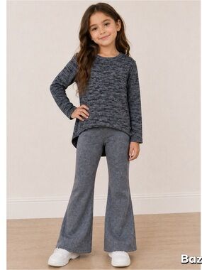 2Pc Sz 6 Xersion Gray Hi Lo Shirt With Flare Leggings